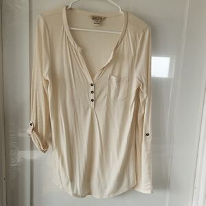 Lucky Brand Cream Henley Long Sleeve Shirt